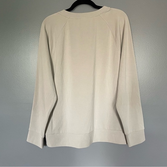 Athleta Seasoft Scoop Neck Sweatshirt in Abalone greige sz L - Picture 4 of 10